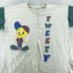 Vintage Looney Tunes Tweety Shirt Mens XL Baseball Jersey Cartoon 90s